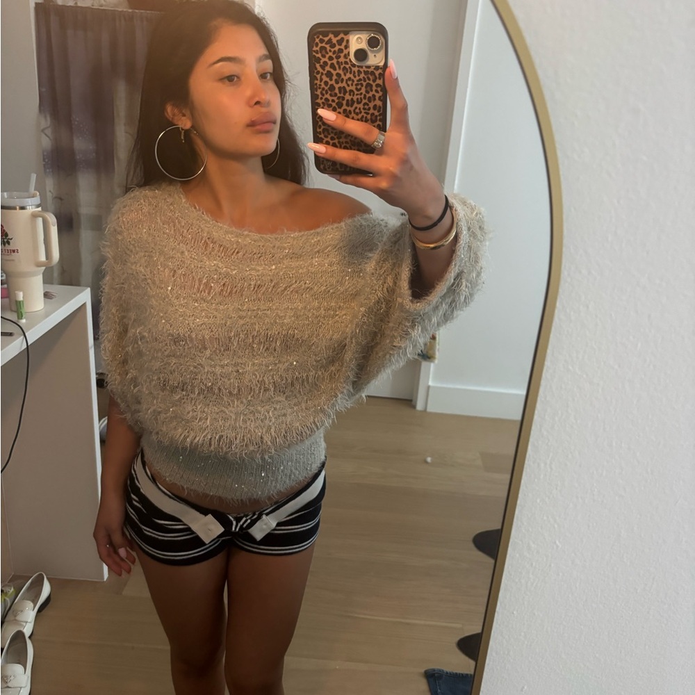 Fuzzy Metallic Sweater